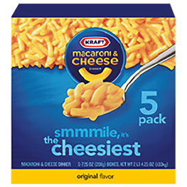 KRAFT MACARONI & CHEESE 5 PACK ORIGINAL 36.25 OZ. PKG.